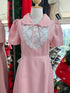 ORANGE JUICE Peter Pan Collar Puff Sleeves Mid Length Dress